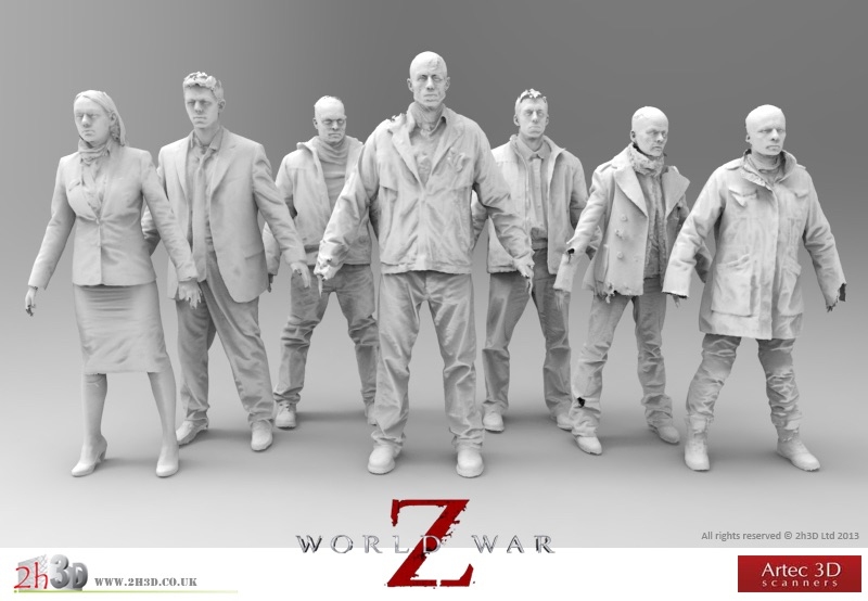 Zombie 3D models for World War Z made with Artec scanners